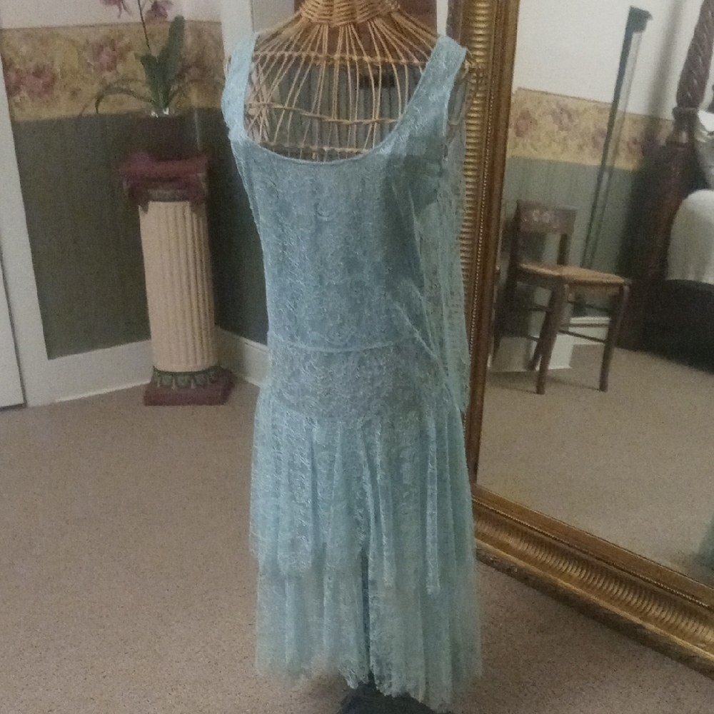 JILL STEWART Light Blue Lace 1920's Flapper Style Dress